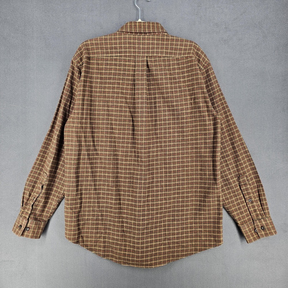 LL Bean Shirt Mens Medium Brown Plaid Flannel Button Down Long Sleeve 266842 - Picture 5 of 8